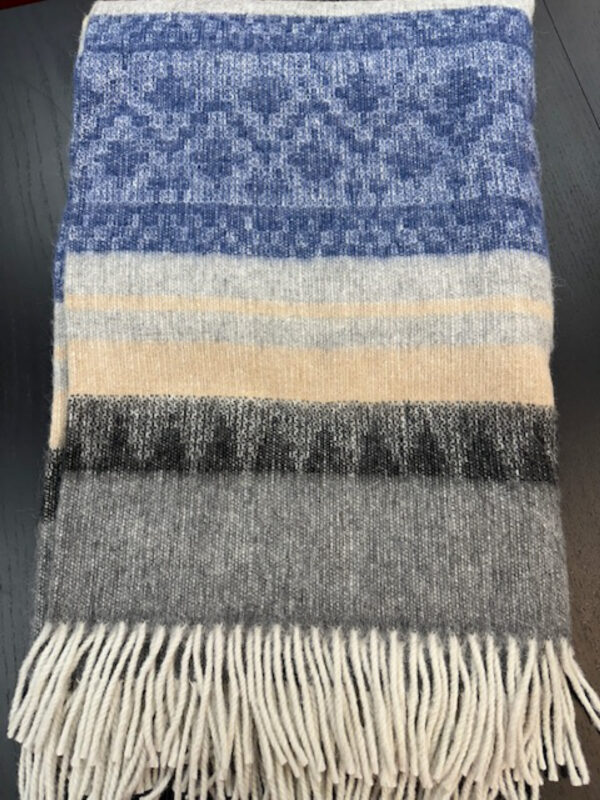 Alpaca blend blanket denim beige and and gray color