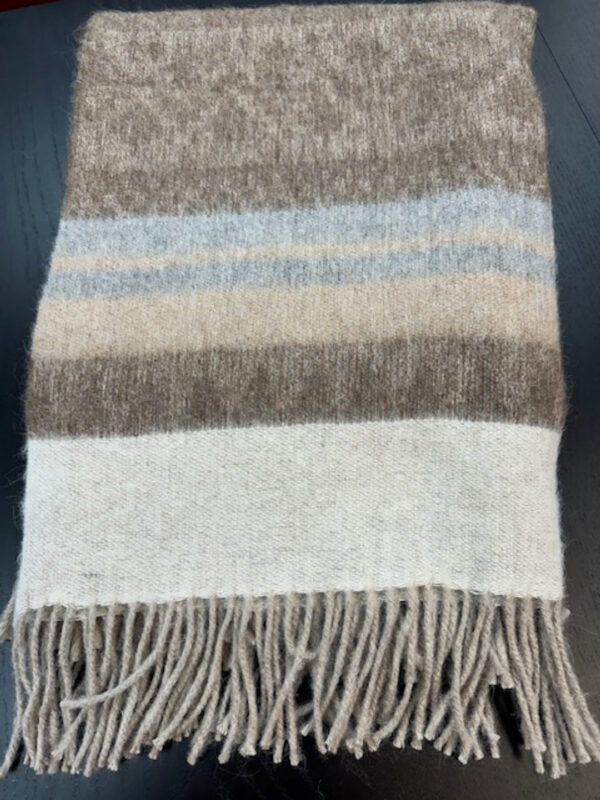 Alpaca blend blanket matural, beige and cinnamon color