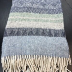 Alpaca blend blanket denim and green color