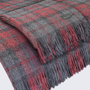 Alpaca blend Scottish plaid Blanket red and gray