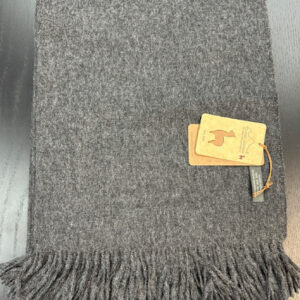 100% baby alpaca brushed and woven blanket in charcoal color