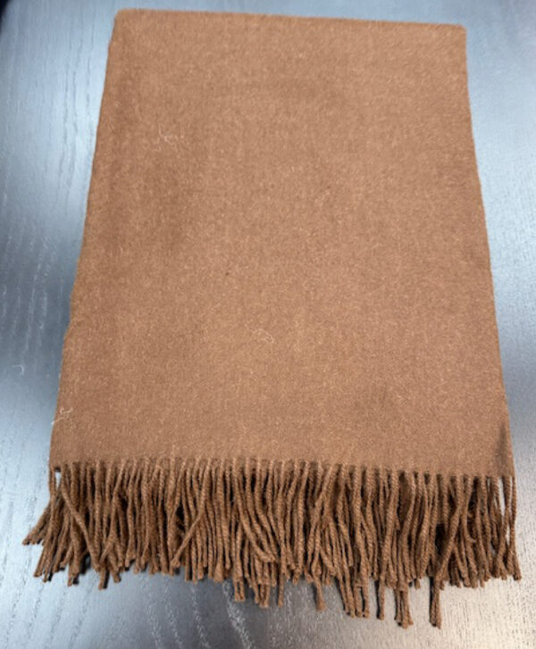 100% baby alpaca brushed and woven blanket in brown color