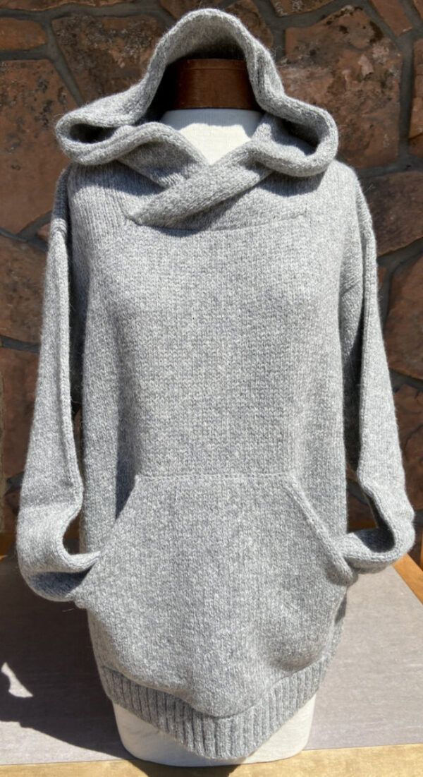 Alpaca blend hoodie with kangaroo front pocket. light gray