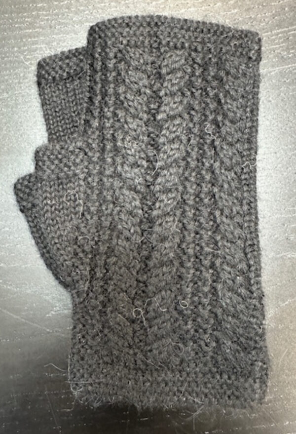 100% alpaca fingerless gloves dark gray