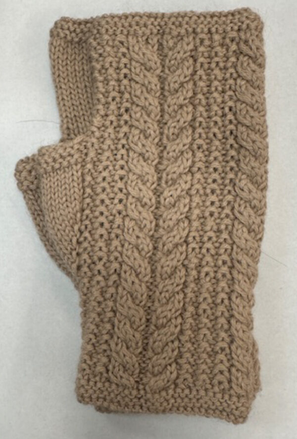 100% alpaca fingerless glove taupe