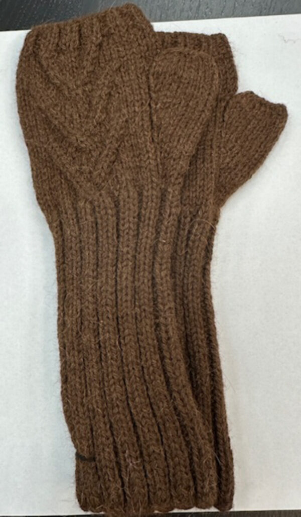 Fingerless gloves long brown