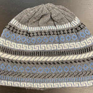 striped light blue, gray, white striped Fjord hat