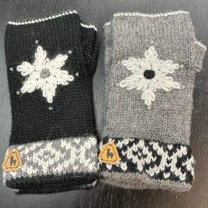 Helena alpaca fingerless gloves black and gray