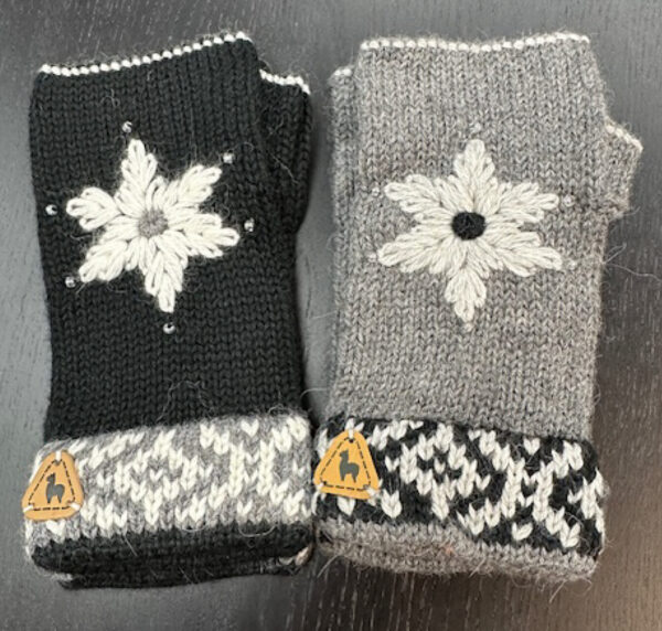 Helena alpaca fingerless gloves black and gray