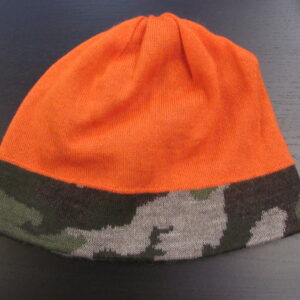 Hunter hat, reversible green camouflage to ornage