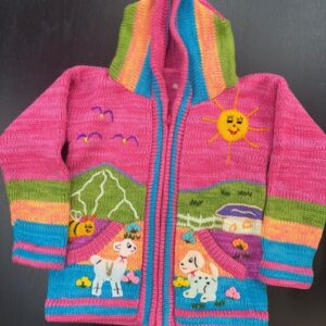 Kids zip cardigan hoodie pink front