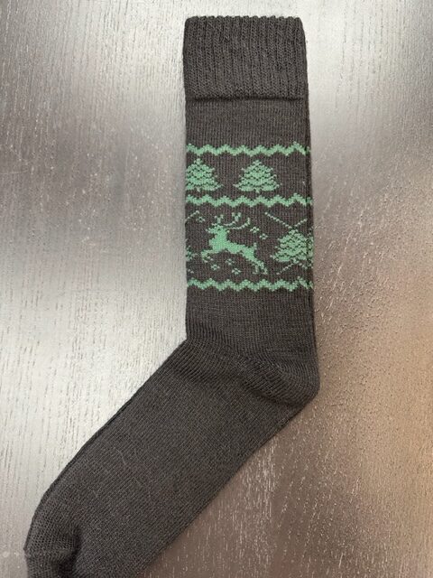 reindeer socks, black/green