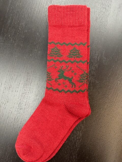 reindeer socks, red/green
