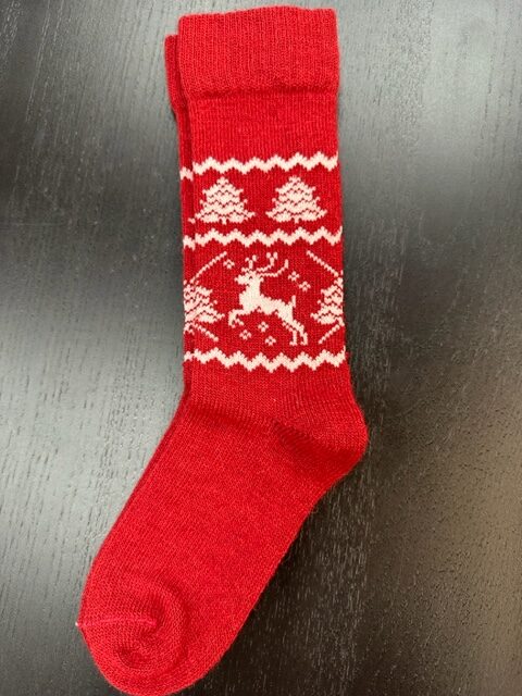 reindeer sock red/white