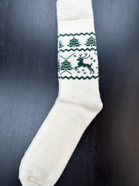 reindeer sock, natural/green