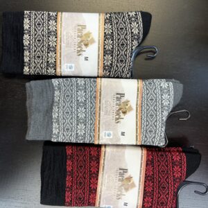 alpaca crew dress sock with woven scandanavian design in variosu colors