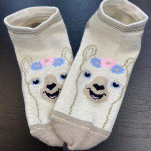 Footie sock with alpaca face