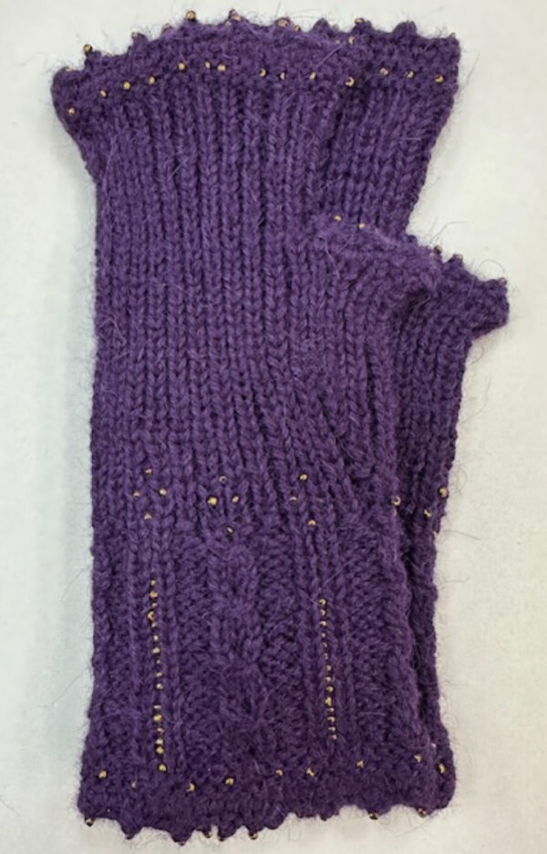 Fantasy alpaca fingerless gloves purple