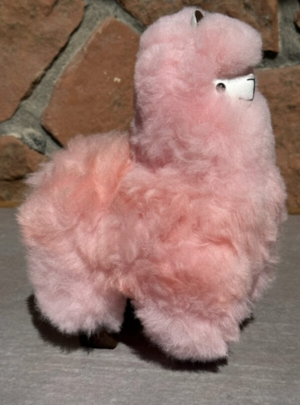 side view pink Alpaca toy 12"