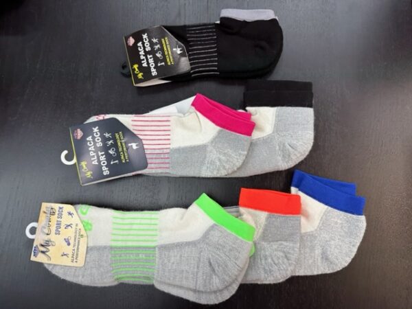 athletic alpaca footie socks in multiple colors