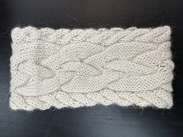 Alpaca headband braided cable in natural white