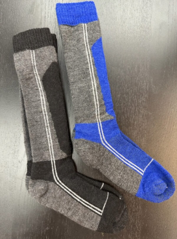 Ski Socks, gray and royal blue and gray and black