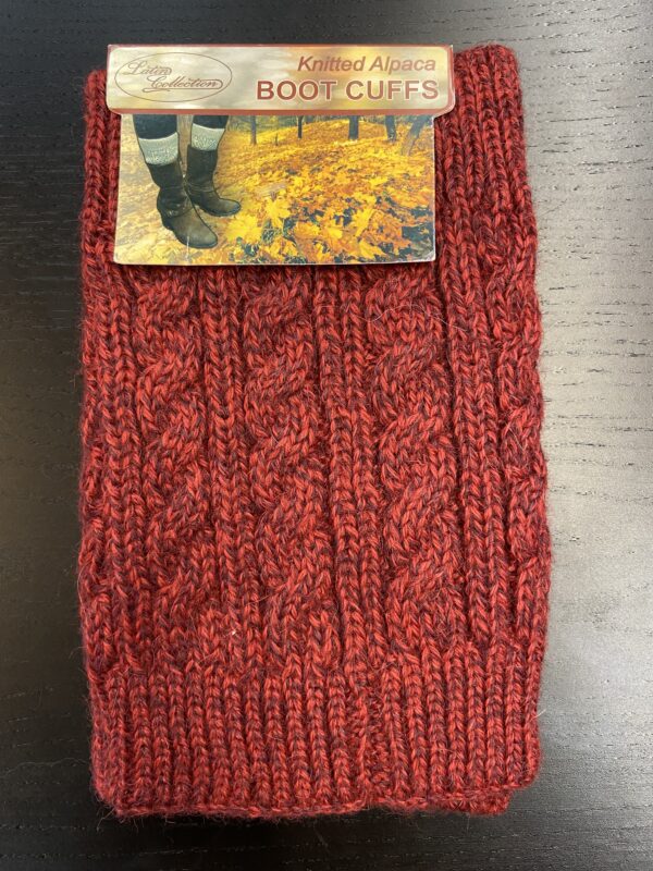 red alpaca boot cuffs