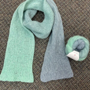 Scarf Cashsilk Cotton Degrade yarn in seafoam and blue color