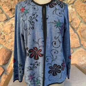 Cardigan Eclipse embroidered alpaca in denim