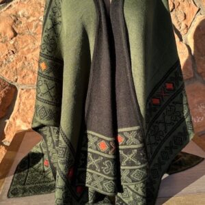 Celtic alpaca blend embroidered ruana
