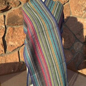 100% baby alpaca spring color striped scarf with fringe